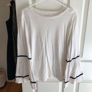 Loft white and black bell sleeve shirt, medium